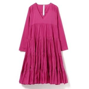 Merlette Long-Sleeve Pink Cotton Swing Dress